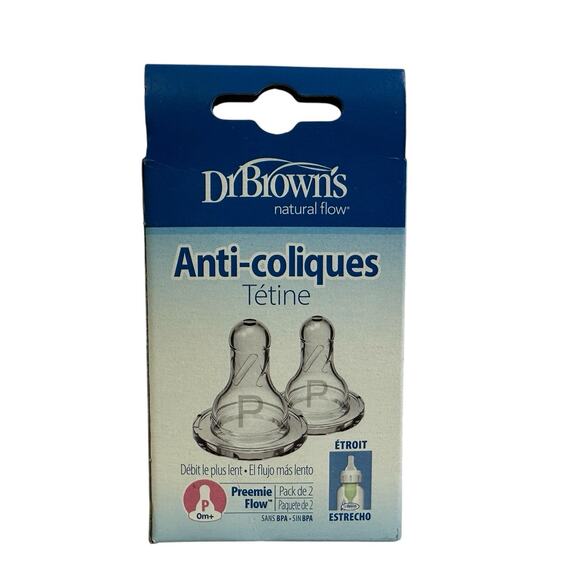 Dr Browns Anti colic Preemie Flow Slowest Flow Nipples 2 Pack Narrow Bottle - Picture 4 of 4